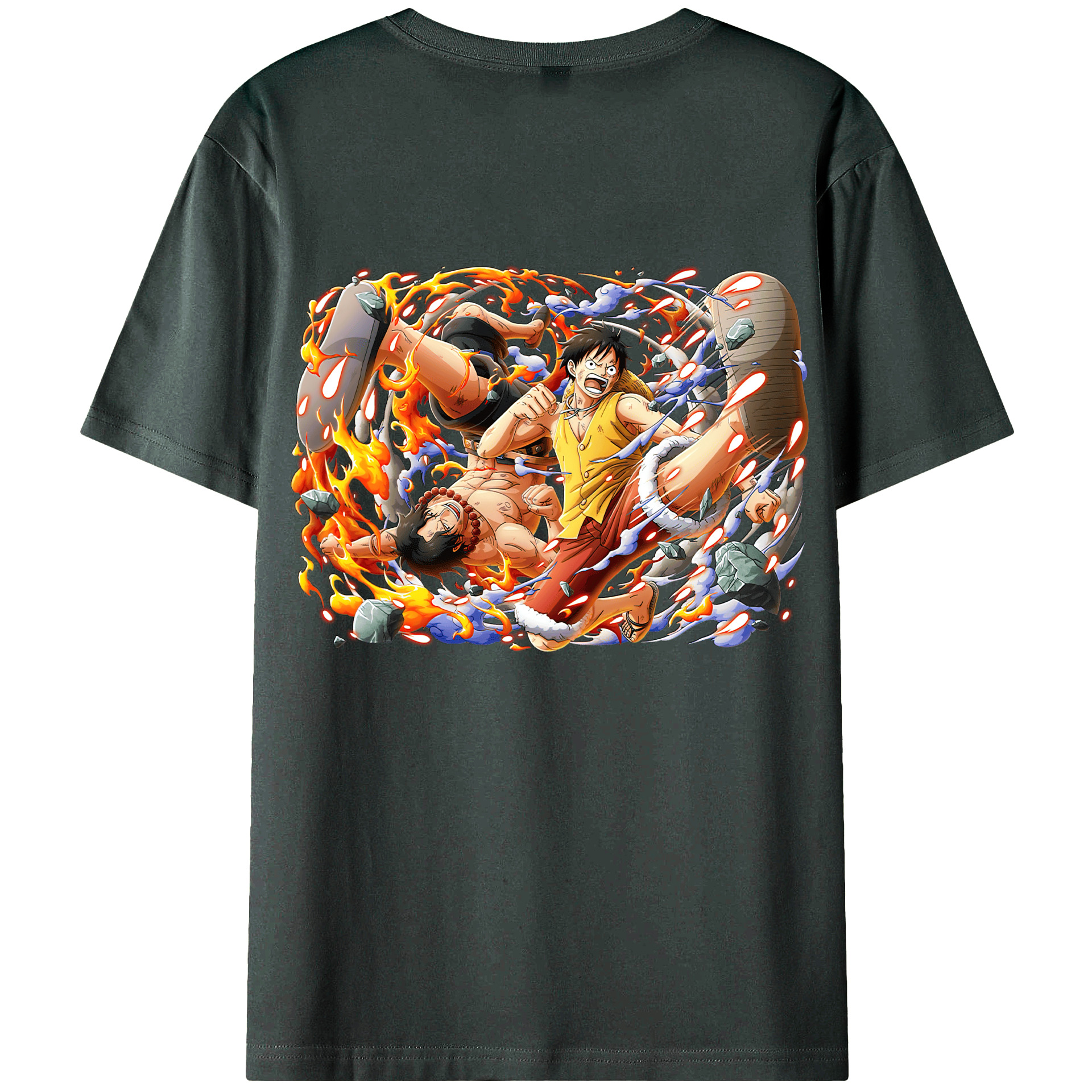 ワンピース モンキー・D・ルフィ ONE PIECE Monkey D. Luffy 綿100％ メンズ半袖Tシャツ（バックプリント） 通気性